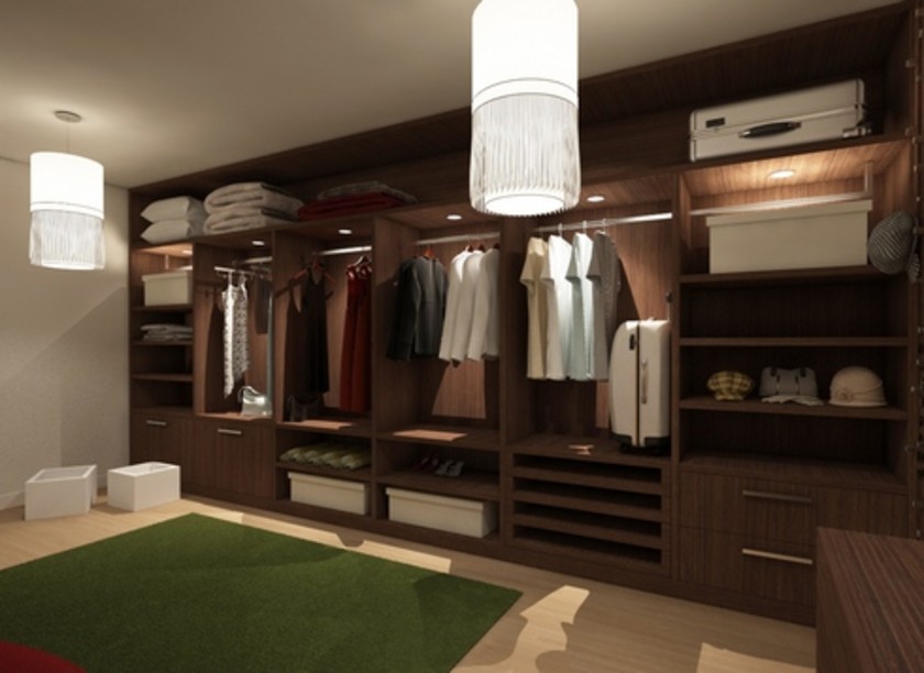 Классическая гардеробная комната из массива с подсветкой Иркутск